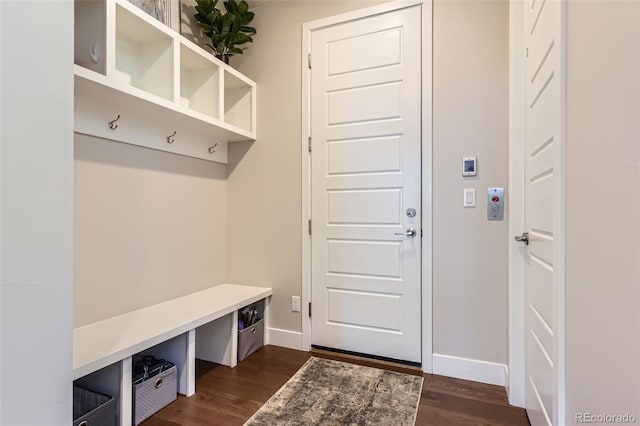 10119 Bellwether Ln, Lone Tree, CO 80124 - mudroom featuring baseboards and dark wood-style floors