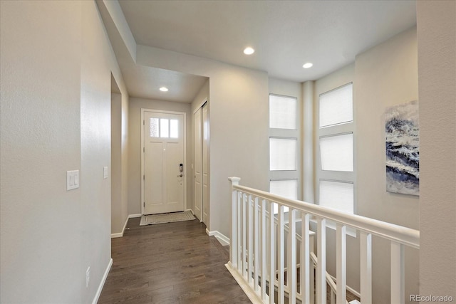 3336 Goodyear St, Castle Rock, CO 80109 - hallway with recessed lighting and dark wood-type flooring