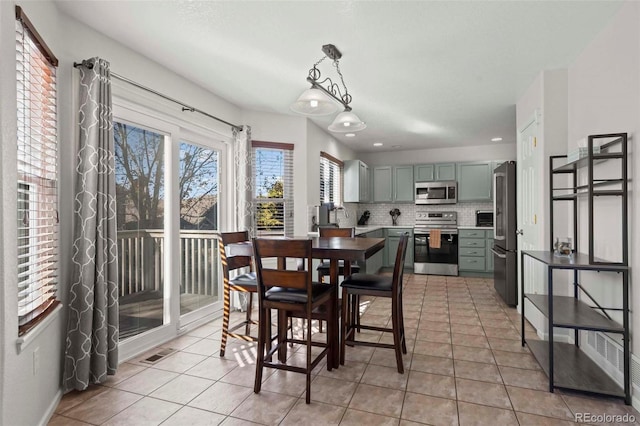 view of tiled dining room