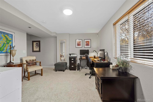 office space with light carpet and a wealth of natural light