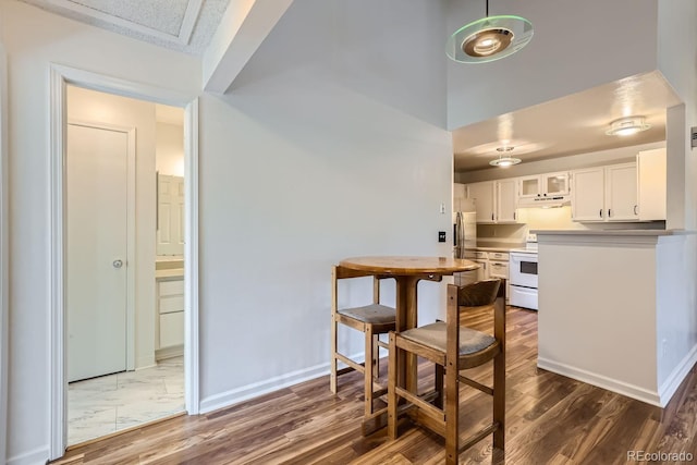 dining room with baseboards and wood finished floors