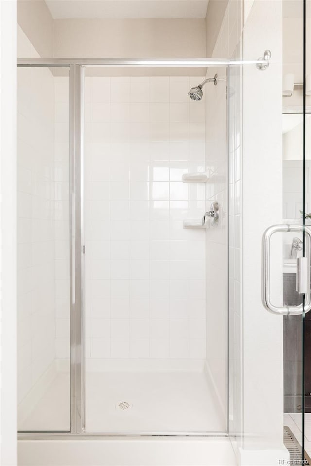 bathroom featuring a shower stall