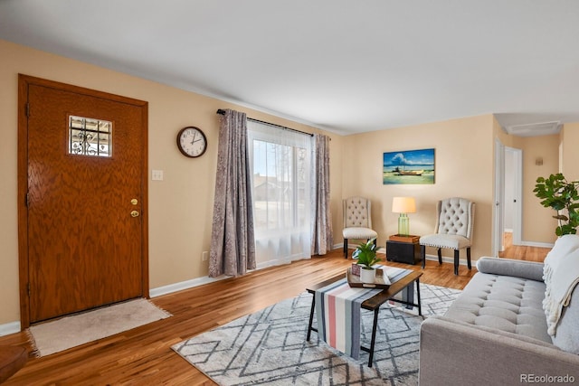 living room featuring light wood-type flooring