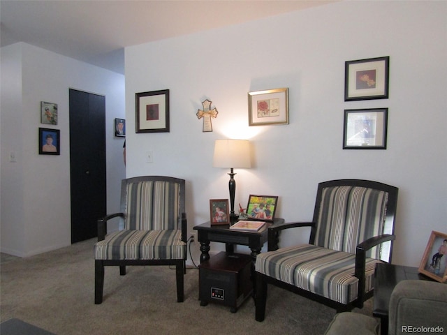 sitting room featuring carpet