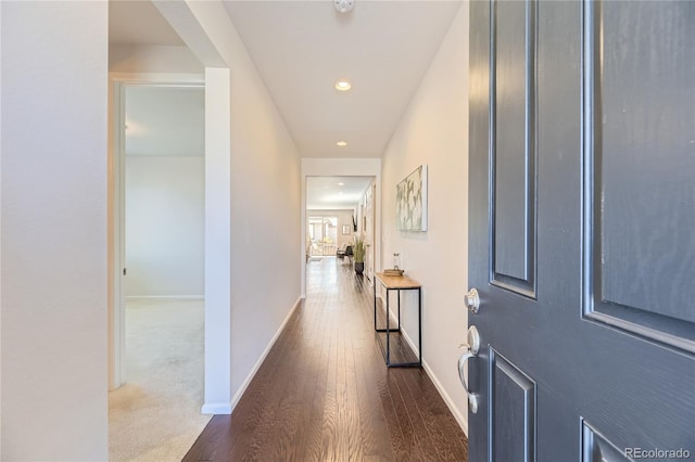 hall featuring dark hardwood / wood-style flooring