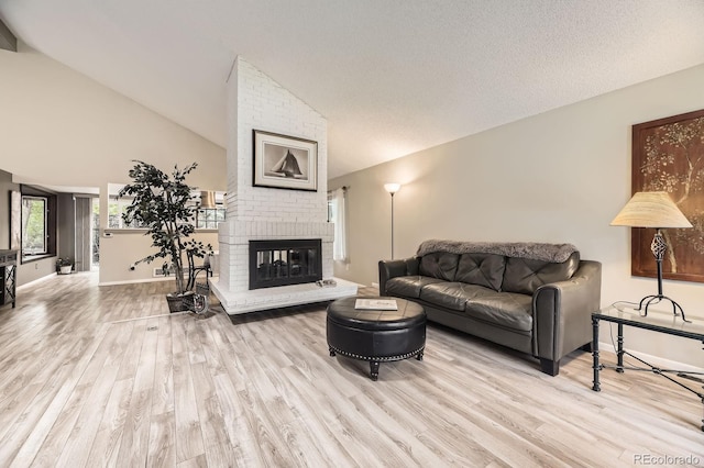 7727 Maroon Peak, Littleton, CO 80127 - living area featuring wood finished floors, lofted ceiling, and a fireplace