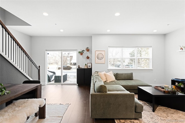 living room featuring hardwood / wood-style flooring