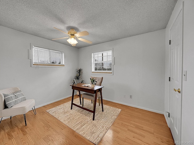 6769 W 70th Ave, Arvada, CO 80003 - office with ceiling fan, a textured ceiling, light wood-style floors, and baseboards