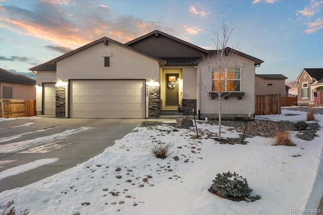 view of front of home with a garage