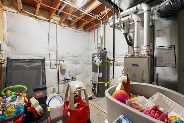 utility room featuring gas water heater