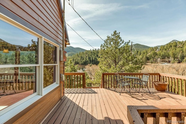 deck with a mountain view