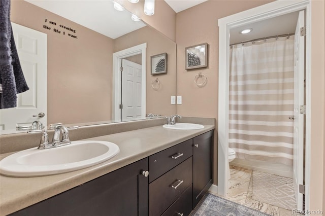 16486 W 94th Dr, Arvada, CO 80007 - full bath featuring double vanity and a shower with curtain