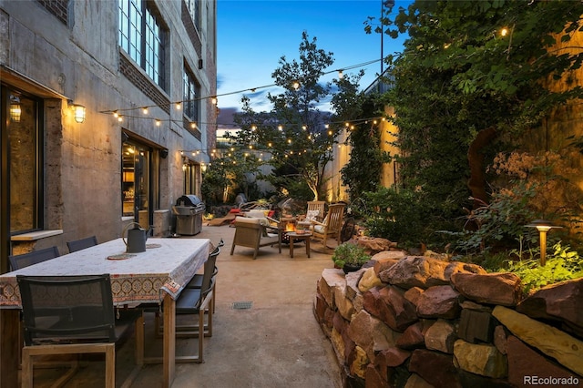 2000 Little Raven St Unit 1B, Denver, CO 80202 - view of patio / terrace with a fire pit, outdoor dining area, and a grill