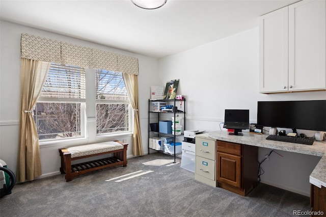 view of carpeted office space