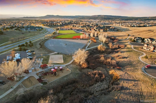 aerial view featuring a mountain view