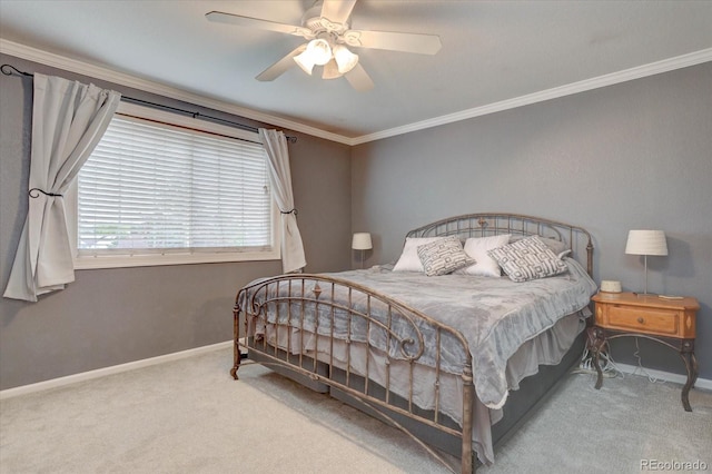 9079 Garnet St, Highlands Ranch, CO 80126 - carpeted bedroom featuring baseboards, crown molding, and ceiling fan