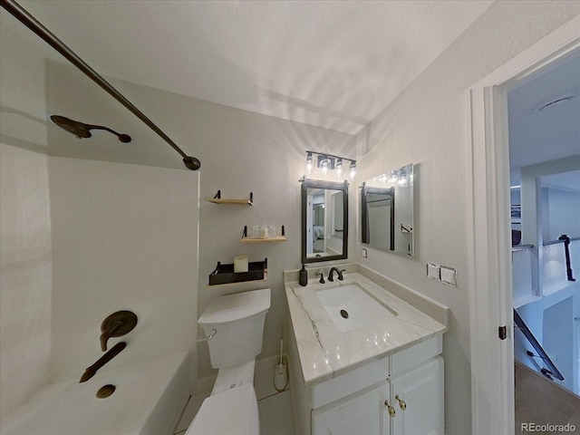 9079 Garnet St, Highlands Ranch, CO 80126 - bathroom with washtub / shower combination, vanity, and toilet