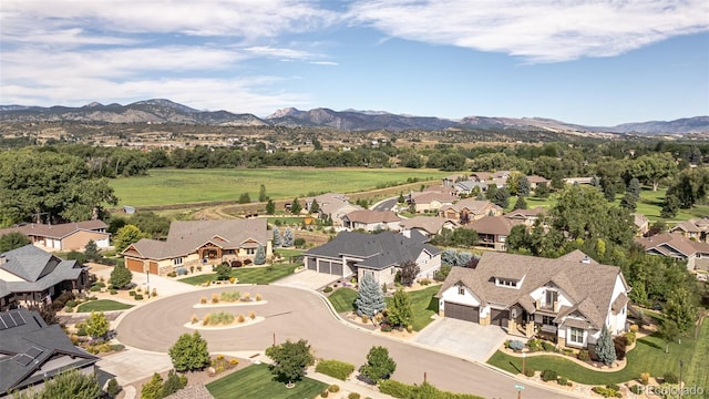 drone / aerial view with a mountain view