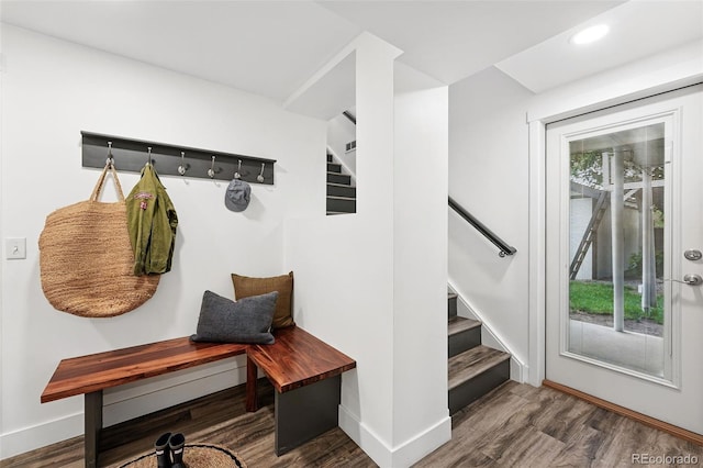 11 S Albion St, Denver, CO 80246 - mudroom featuring wood finished floors, baseboards, and recessed lighting