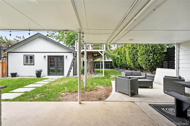 11 S Albion St, Denver, CO 80246 - view of patio / terrace with french doors and an outdoor living space