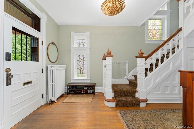1154 N Clarkson St, Denver, CO 80218 - foyer entrance featuring wood finished floors, stairway, and healthy amount of natural light
