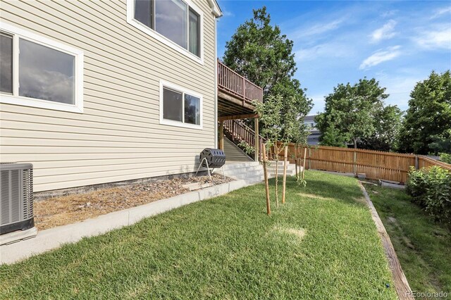 2659 S Halifax St, Aurora, CO 80013 - view of yard with stairs and a wooden deck