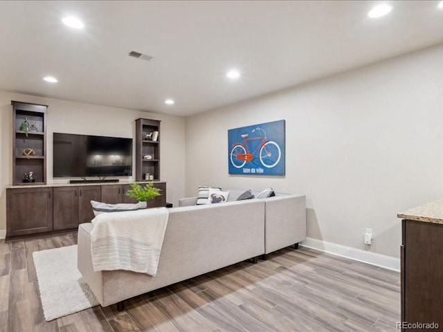 living room with light wood-type flooring