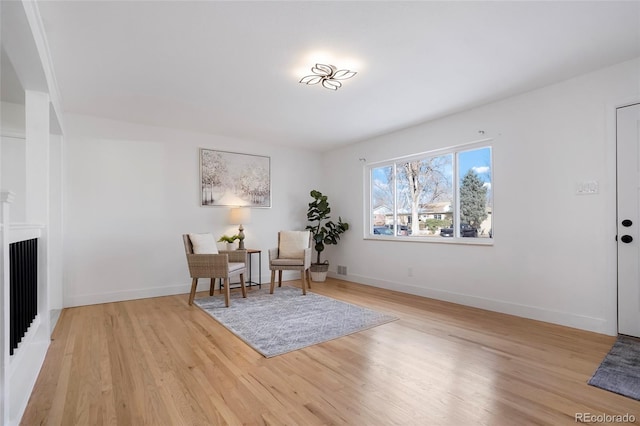 living area featuring light hardwood / wood-style flooring