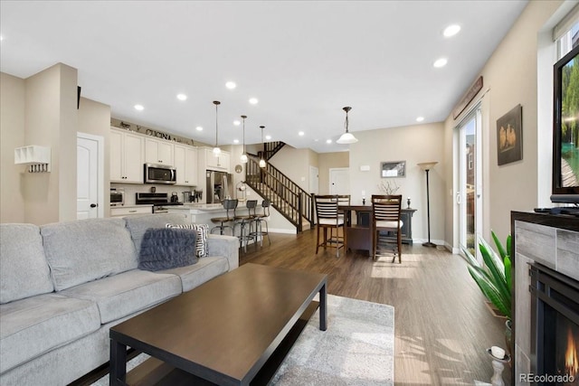 living room featuring hardwood / wood-style flooring