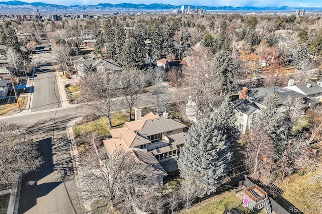 bird's eye view with a mountain view