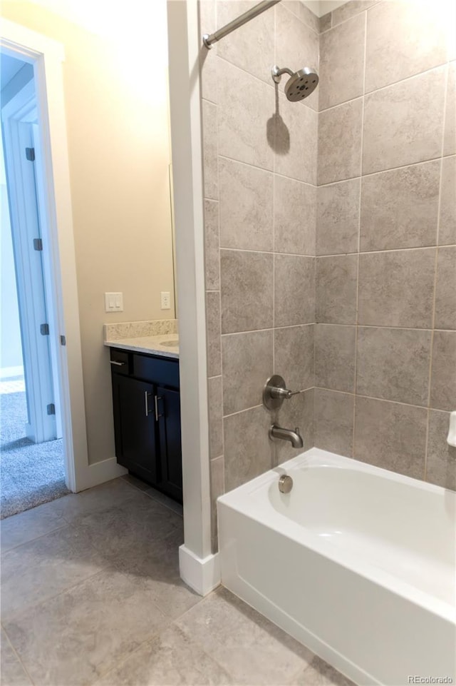 full bathroom featuring tub / shower combination and vanity