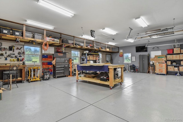 3973 Palmer Ridge Dr, Parker, CO 80134 - garage featuring a workshop area