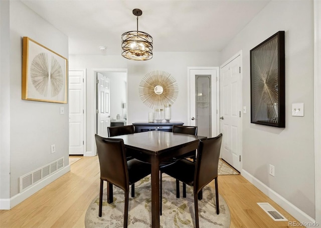 dining room with light hardwood / wood-style floors