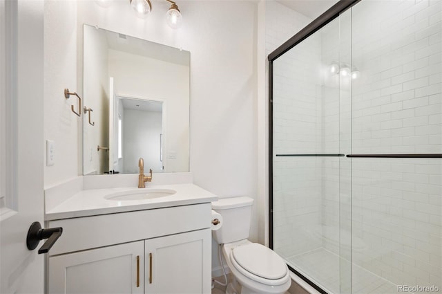 14391 Shasta Daisy Pt, Parker, CO 80134 - bathroom featuring toilet, a shower stall, and vanity