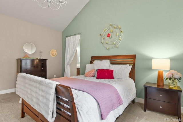 8741 E 29th Ave, Denver, CO 80238 - bedroom featuring lofted ceiling, carpet, and baseboards