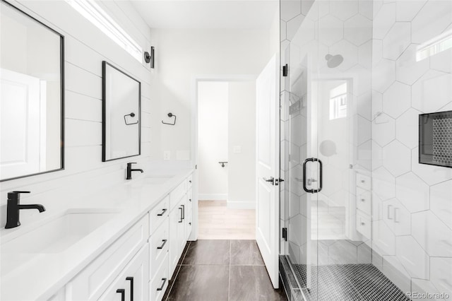 3955 W 13th Ave, Denver, CO 80204 - full bathroom featuring double vanity and a stall shower