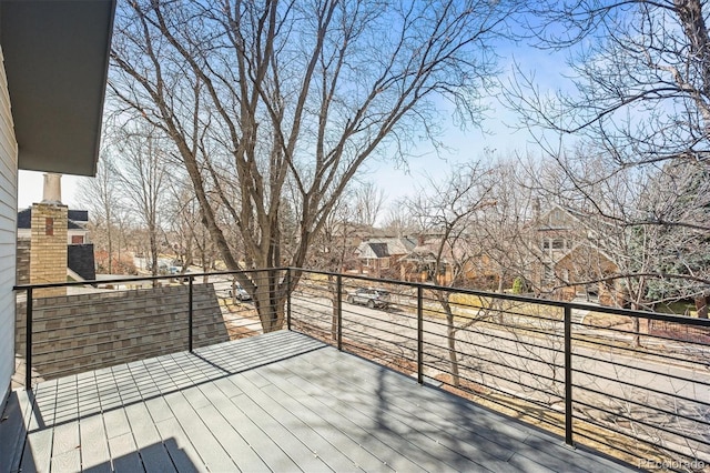 deck with a residential view