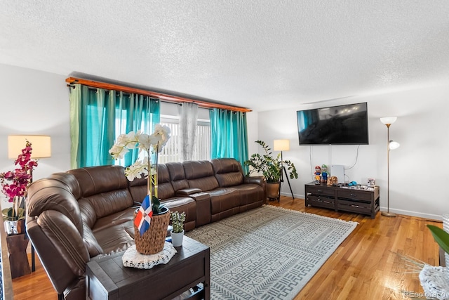 1261 Eagle St, Aurora, CO 80011 - living area with a textured ceiling and wood finished floors