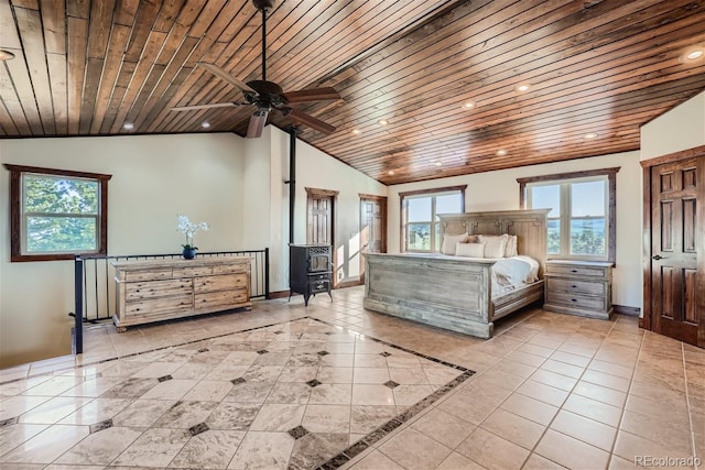 unfurnished bedroom featuring multiple windows and wooden ceiling