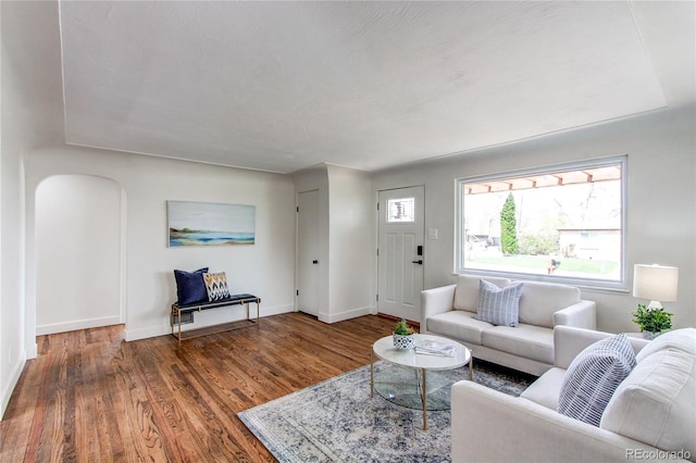 6220 W 11th Pl, Lakewood, CO 80214 - living area with wood finished floors and arched walkways