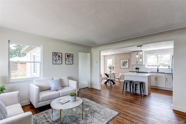 6220 W 11th Pl, Lakewood, CO 80214 - living area featuring plenty of natural light and dark wood-type flooring