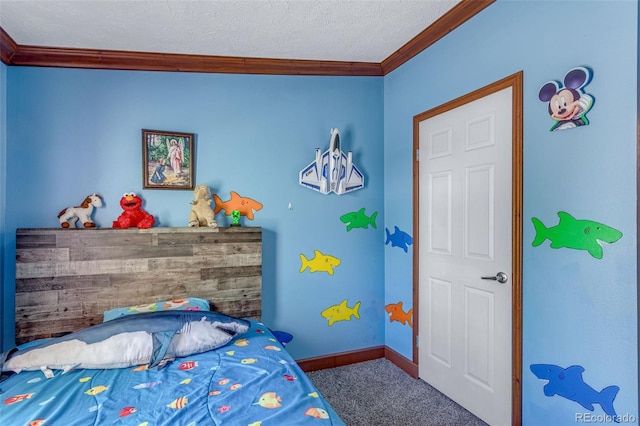 1214 Mac Kay Ct, Dacono, CO 80514 - carpeted bedroom with crown molding and a textured ceiling