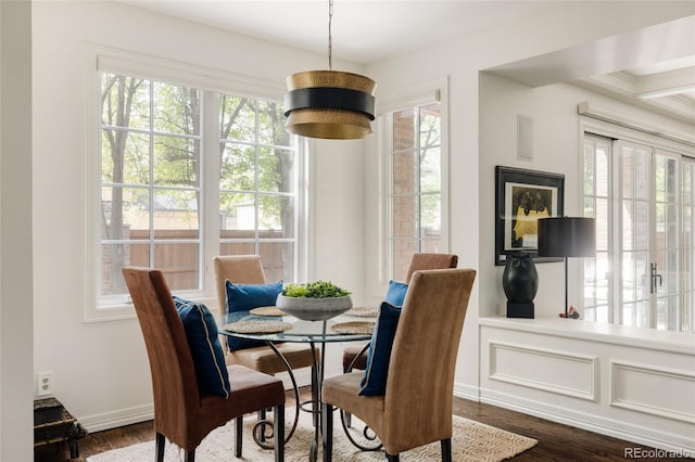 301 Fairfax St, Denver, CO 80220 - dining area featuring plenty of natural light, dark wood-style flooring, and baseboards