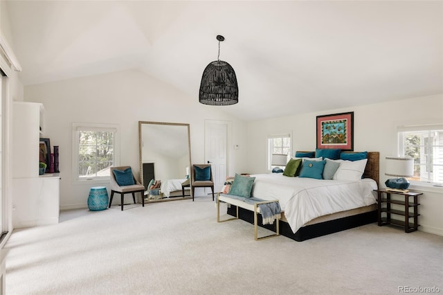 301 Fairfax St, Denver, CO 80220 - bedroom featuring carpet, vaulted ceiling, and baseboards