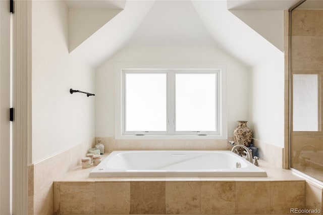 301 Fairfax St, Denver, CO 80220 - full bathroom with a bath and vaulted ceiling