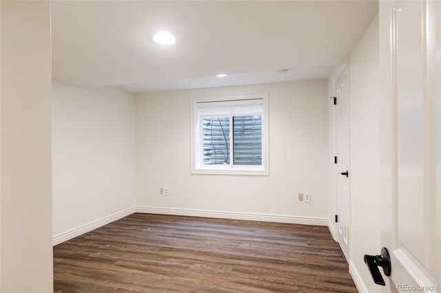 301 Fairfax St, Denver, CO 80220 - empty room featuring dark wood-type flooring, recessed lighting, and baseboards
