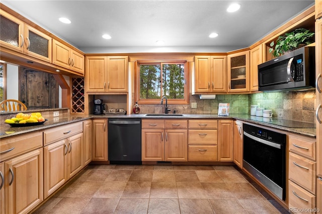 4515 Red Rock Dr, Larkspur, CO 80118 - kitchen with dishwasher, wall oven, a sink, stainless steel microwave, and black electric cooktop
