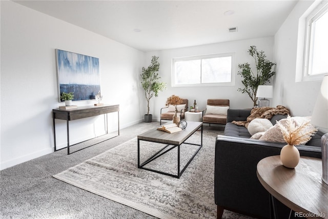 living room with carpet