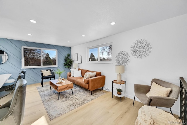 living room featuring light hardwood / wood-style floors