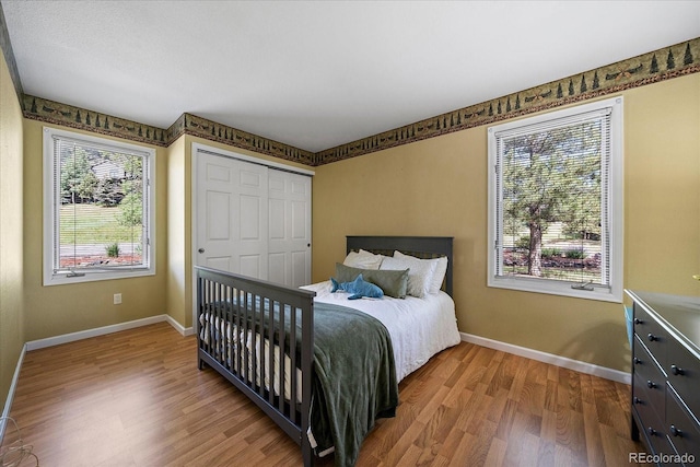 23712 Pondview Pl Unit A, Golden, CO 80401 - bedroom with wood finished floors, multiple windows, and a closet
